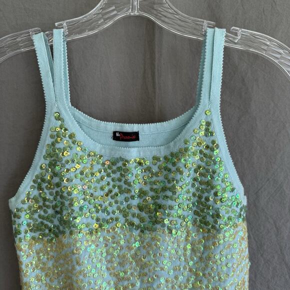 Vintage‎ The Promise Sequin Beaded Cami Mermaid Clubwear Mermaid Rave Top Sz XS - Picture 2 of 15